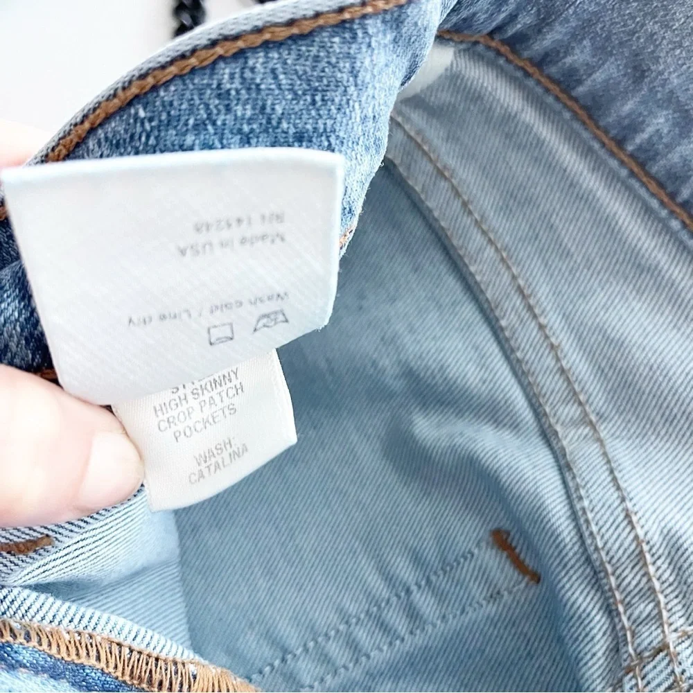 Reformation High Rise Skinny Crop Jeans Catalina Wash Patch Pocket Denim